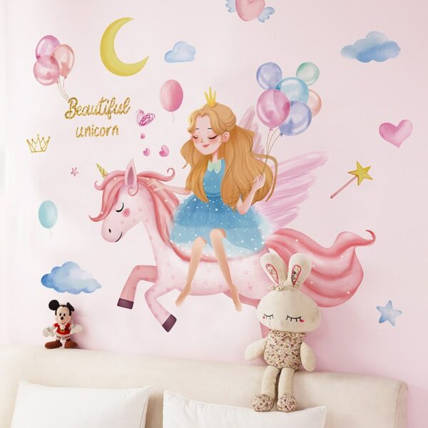 Stickers chambre fille princesse et licorne