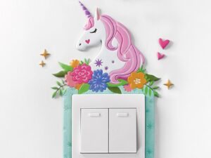 Sticker 3D interrupteur chambre fille - Licorne