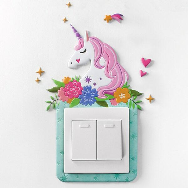 Sticker 3D interrupteur chambre fille - Licorne