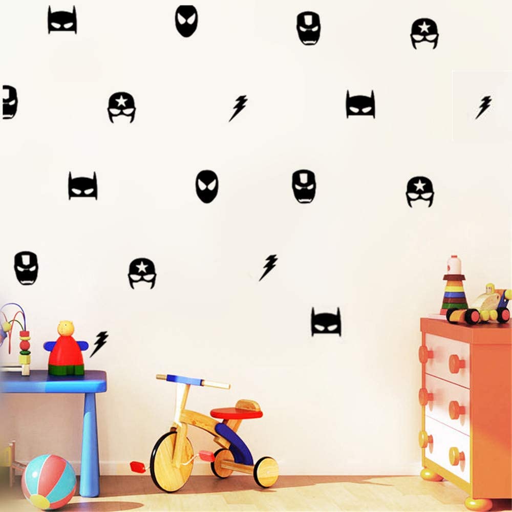 Stickers muraux Batman, Ironman, Spiderman... couleur noir