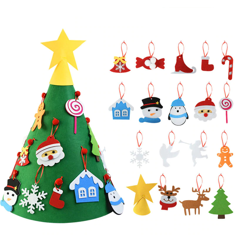 Sapin De Noël En Feutre Pour Enfants, 100 Cm, Kit De Bricolage Avec 32