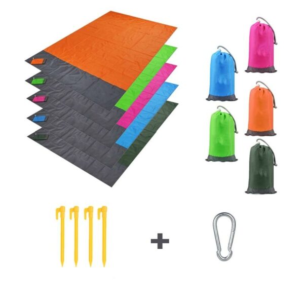 Tapis de plage orange imperméable, portable et léger