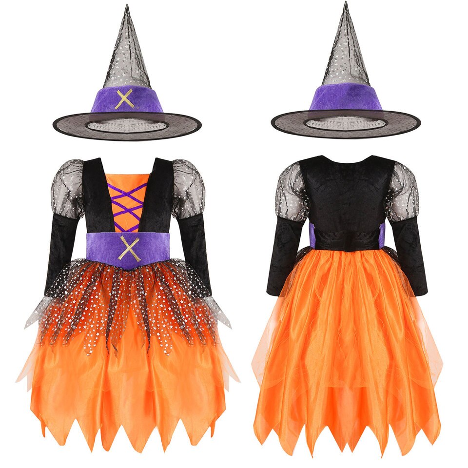 Robe de sorcière, déguisement pour enfant fille