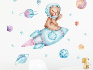 Sticker mural amovible Ourson Astronaute - Déco chambre enfant