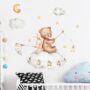 Sticker mural chambre enfant : Ourson et Lapin sur nuage