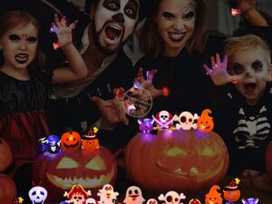 Bagues Halloween lumineuses LED - Citrouille, Fantôme, Pirate, Chauves-souris