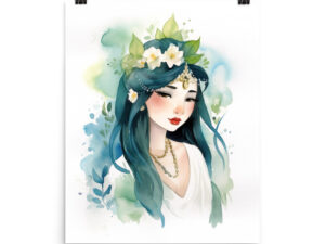 Portrait aquarelle, style animé japonais, princesse Shéhérazade