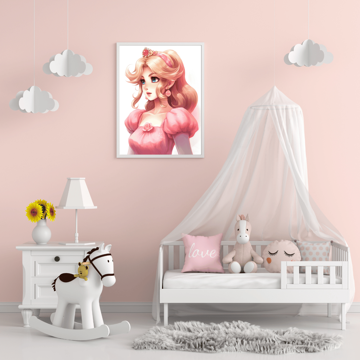 Poster princesse Peach, jeu vidéo Super Mario - Affiche déco