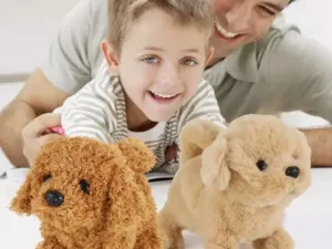 Jouet chien qui marche avec laisse – Peluche qui aboie