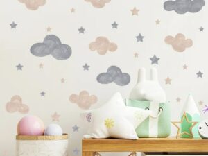Autocollants Muraux PVC Auto-adhésifs nuages et étoiles