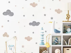 Stickers muraux nuages chambre bébé - Sticker décoration