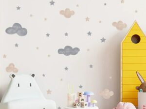Nuages et étoiles stickers chambre enfant