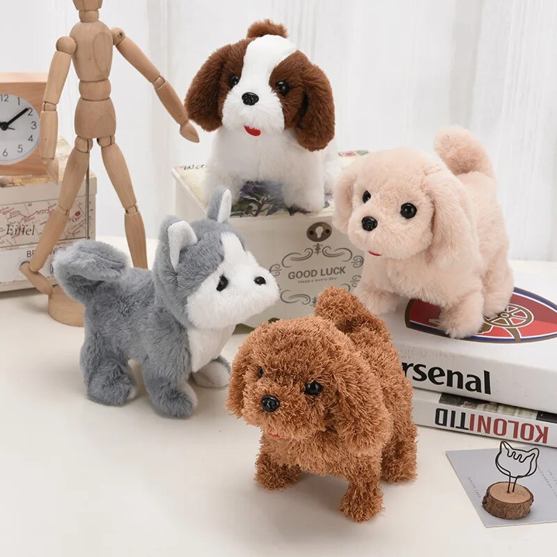 Jouet chien qui marche avec laisse – Peluche qui aboie