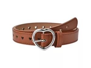 Ceinture marron pour fille avec motifs coeurs
