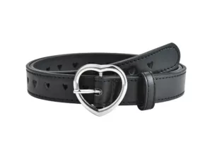 Ceinture noire pour fille avec motifs coeurs