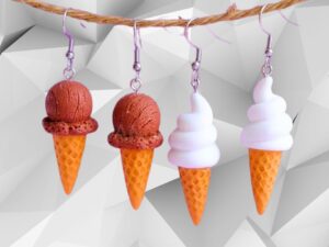 Boucles d'oreilles en forme de glace - Bijoux fantaisie cornet de glace