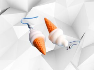 Boucles d'oreilles cornet de glace à la vanille