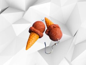 Boucles d'oreilles cornet de glace au chocolat