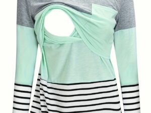 Haut Femme Enceinte Stylé - Couleur vert avec rayures