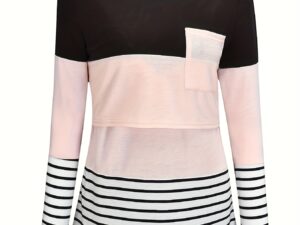 Haut Allaitement Ouverture Discrète - Couleur rose - Motifs rayures