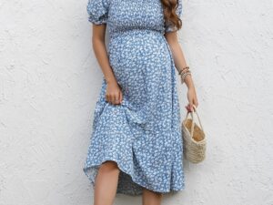 Robe maternité manches bouffantes